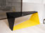 built in yellow lacquered corian and gun metal lacquer desk