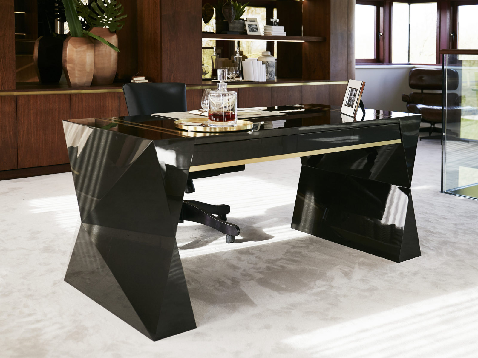 bespoke black gun metal desk