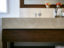 crema classic marble vanity unit and walnut handless vanity unit