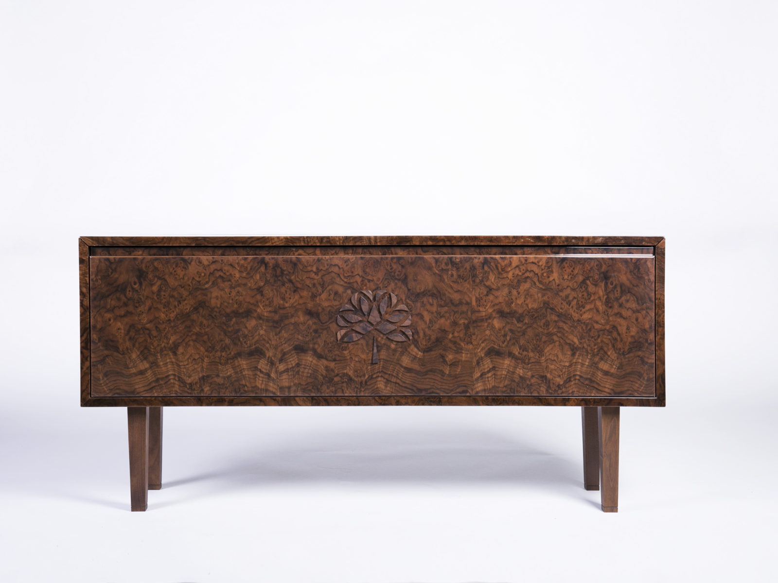 Gloss finish walnut burr bar unit