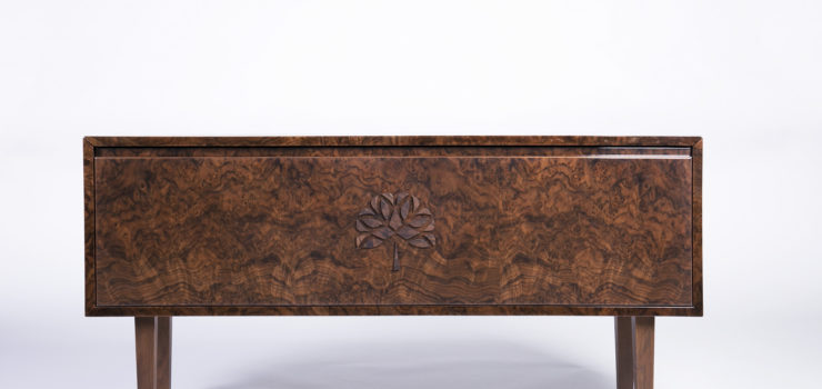 Gloss finish walnut burr bar unit