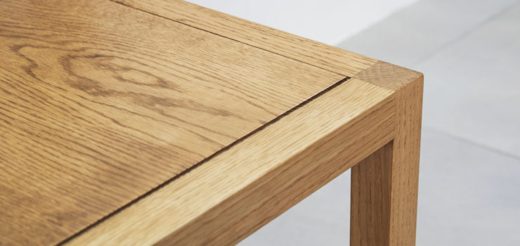 Solid oak chair seat close up