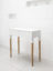 Off white side table with solid oak legs