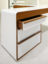 Corian desk with walnut drawer handle